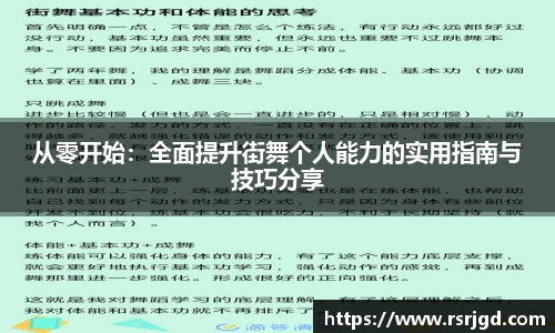 从零开始：全面提升街舞个人能力的实用指南与技巧分享